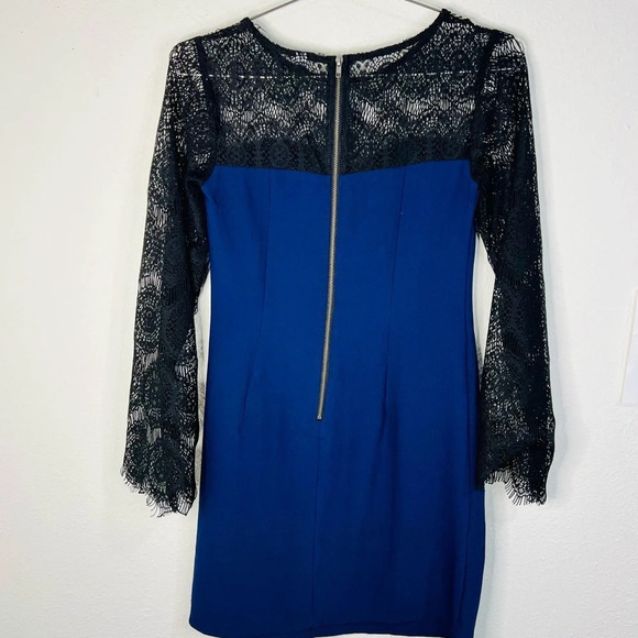 Xhilaration Navy Blue Dress Black Lace Long Sleeves Effortless Elegance Size XS - Picture 5 of 14